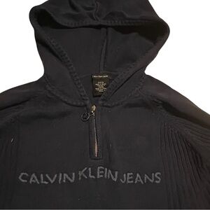 Y2K Calvin Klein Jeans Navy women's hooded Sweater